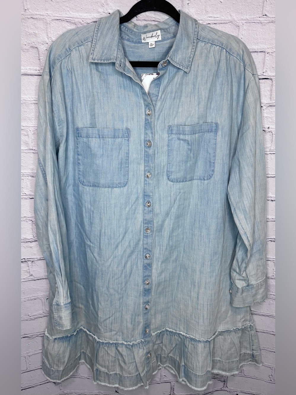Light Blue Denim Button-Up Dress